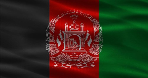 Afghanistan flag with fabric texture. Realistic flag of Afghanistan waving