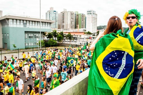 Manifestation for the impeachment of president Dilma Roussef on March 13th 2016. Florianopolis,