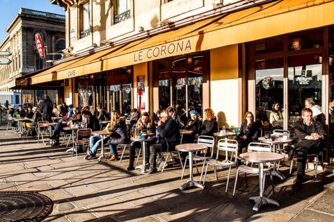 Cafe close to Louvre Museum. Paris, France. 01.01.13