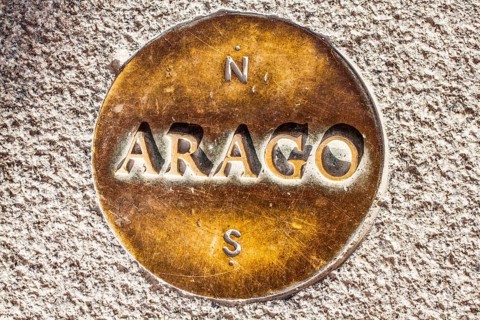 One of the Arago medallions at Louvre Museum (Musee du Louvre) defining the Rose Line, a fictional