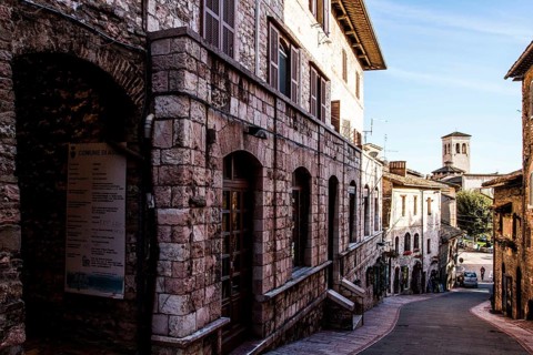 Street inside the walls of Assisi. Assisi, Province of Perugia, Italy. 22.12.2012