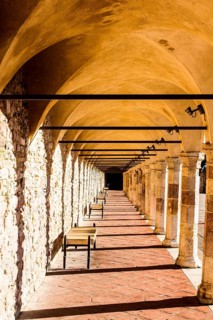 Passage with arches at Basilica of San Francesco d'Assisi. Assisi, Province of Perugia, Italy. 22