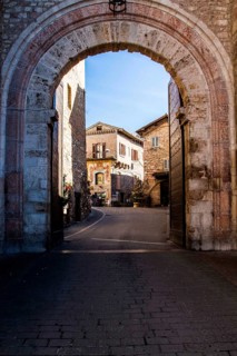 One of the entrance gates to the city of Assisi. Assisi, Province of Perugia, Italy. 22.12.2012