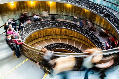 Spiral stairs in Vatican Museum. Vatican City, Vatican City State. 28.12.2012
