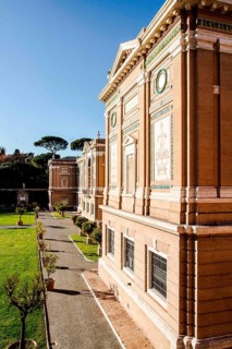 Internal facade of Vatican Museum viewed from Belvedere Courtyard (Cortile del Belvedere). Vatican