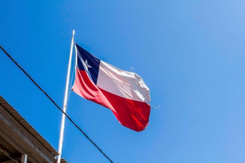 Chile National Flag. Iquique, Tarapaca Region, Chile