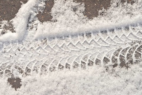 Wheel print in the fresh snow