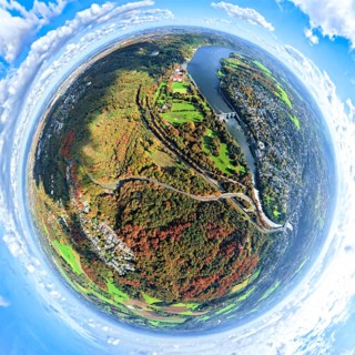 Aerial view, Lake Baldeney with dam RWE hydroelectric power plant Baldeney, golf course ETUF e.V.