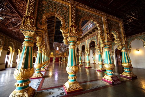 Audience Hall at Mysuru Palace or Amba Vilas Palace, interior view, Mysore or Mysore, Karnataka,