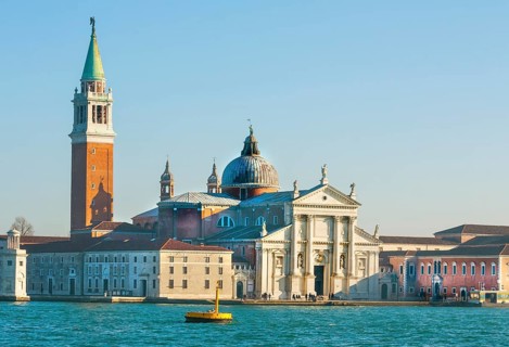 Church Santa Maria della Salute and Saint Mark tower in Venice in Italy