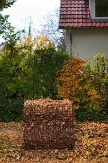 Public collection container, leaf basket, steel mesh compost basket, for collecting autumn leaves,