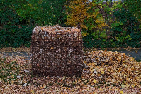 Public collection container, leaf basket, steel mesh compost basket, for collecting autumn leaves,