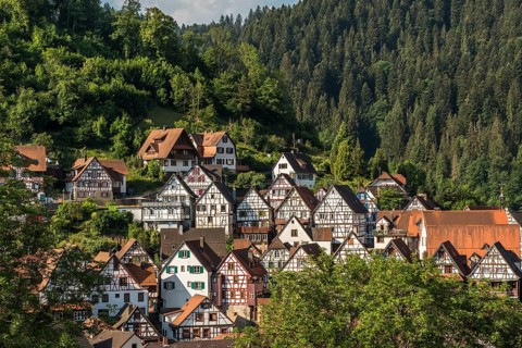 View of the village of Schiltach in the Kinzigtal Valley, Black Forest, Baden-Württemberg, Germany