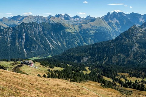 Schlappoldkopf and Söllerkopf are reflected in Schlappoldsee, Fellhorn, Oberstdorf, Oberallgäu,
