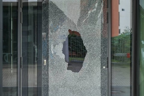 Destroyed door, symbolic photo of burglary, Tallinn, Estonia