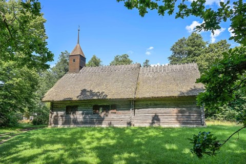 Village church, thatched roof, Estonian Open Air Museum, Rocco al Mare, Tallinn, Estonia