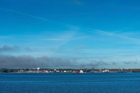 State capital Kiel, industry and shipyards in the Friedrichsort district, LINDENAU Werft GmbH,