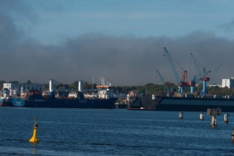 State capital Kiel, industry and shipyards in the Friedrichsort district, LINDENAU Werft GmbH,
