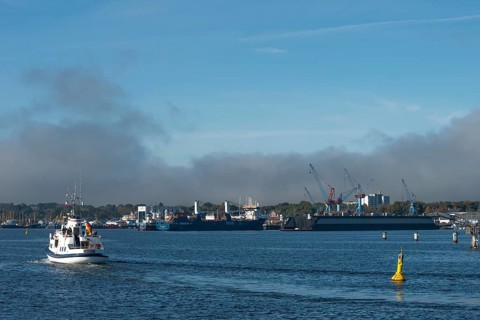 State capital Kiel, industry and shipyards in the Friedrichsort district, LINDENAU Werft GmbH,