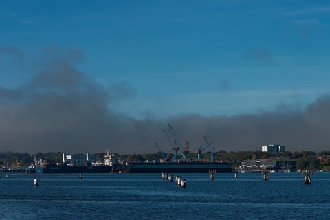 State capital Kiel, industry and shipyards in the Friedrichsort district, LINDENAU Werft GmbH,