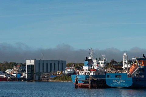 State capital Kiel, industry and shipyards in the Friedrichsort district, shipyard Gebr. Friedrich