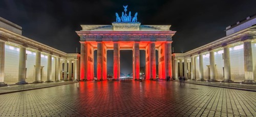Brandenburg Gate Festival of Lights Berlin illuminates night Berlin Germany