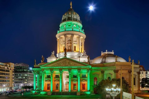 German Cathedral Gendarmenmarkt Berlin illuminates Festival of Lights Berlin Germany