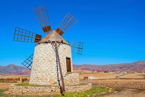 Traditional windmill, Fuerteventura, Canary Islands, Spain