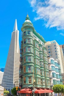 View of Columbus Tower and TransAmerica Building, San Francisco, Californai, USA