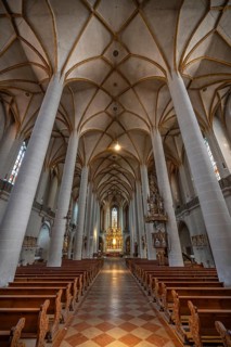 Interior of St. Martin Church, largest Gothic hall church in Upper Palatinate, Amberg, Upper