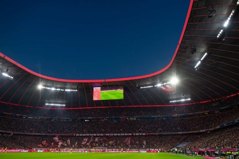 Total, overview, blue hour, German Classico, FC Bayern Munich FCB versus Borussia Dortmund BVB,
