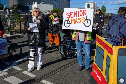 Spokeswoman for Senior Mass, a movement named after Critical Mass, calls for risk-free cycling for
