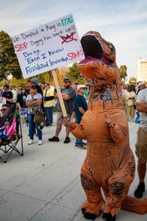 Detroit, Michigan USA - 18 October 2025 - A large crowd gathered for a 'No Kings' rally, protesting