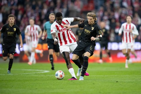 Ragnar Ache (1.FC Cologne, Storm, #9), Kristijan Jakic (FC Augsburg, Midfield, #17), COLOGNE,