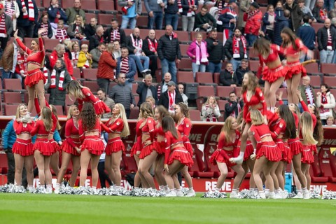 Cheerleaders of 1. FC Cologne, Germany - OCTOBER 18: During the Bundesliga match between 1. FC