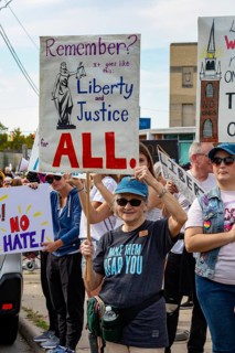 Detroit, Michigan USA - 18 October 2025 - Protesters from Detroit and Grosse Pointe gathered on the