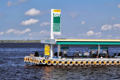 Floating gas station, Manaus Port, Manaus, Amazonas, Brazil