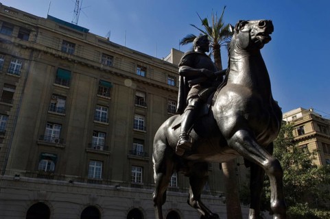 Pedro de Valdívia Monument, Cathedral of Santiago, Armas Square, Santiago, Chile