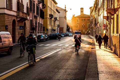 Street in the historic center of Verona. Verona, Province of Verona, Italy. 10.12.2012
