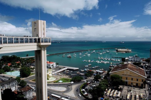 Elevador Lacerda e Baia de Todos os Santos, Salvador, Bahia, Brazil