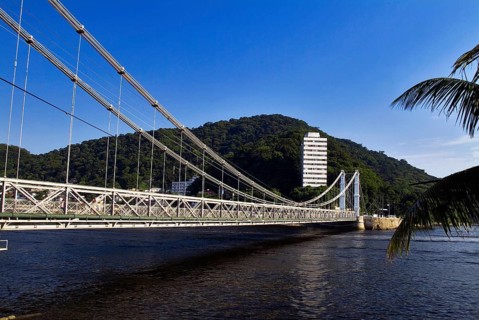 Ponte Pênsil among São Vicente and Praia Grande, Santos, Praia Grande, São Paulo, Brazil