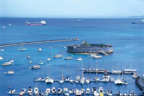 Boats, São Marcelo Fort, Salvador, Bahia, Brazil