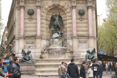 Sculpture, Fountain, Place Saint-Michel, 6ème arrondissement, (75006), Paris, France