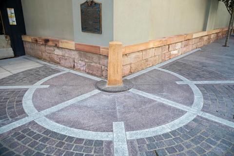 Salt Lake City, Utah - The Salt Lake Meridian Initial Point at Temple Square in downtown Salt Lake
