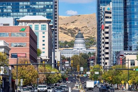 Salt Lake City, Utah - The Utah state capitol at the north end of State Street