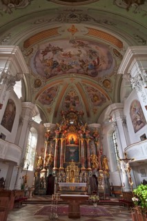 Altar of the Baroque Church of St. Jacob and St. Leonard, Hopfgarten im Brixentale, Tyrol, Austria
