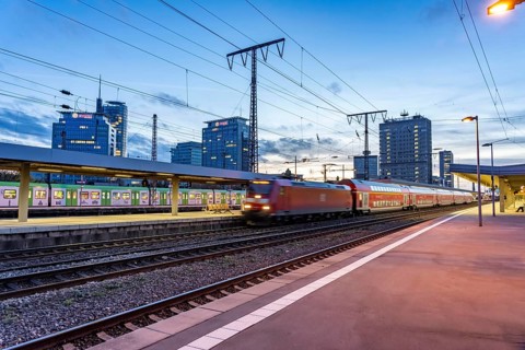 Regional express at Essen main station, on the platform, North Rhine-Westphalia, Germany