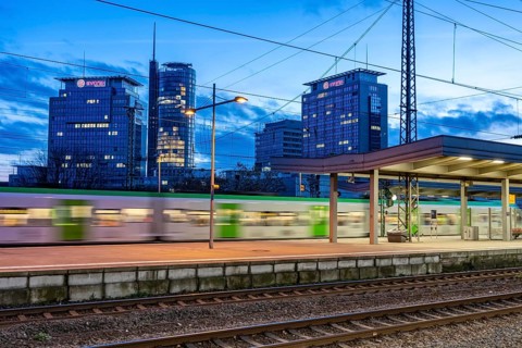 S-Bahn, in Essen main station, on the platform, North Rhine-Westphalia, Germany
