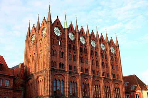 Town hall in the urban area of Altstadt, Stralsund, Hanseatic City of Stralsund, Vorpommern-Rügen