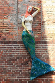 Mermaid from papier-mâchee, Stralsund, Vorpommern-Rügen district, Mecklenburg-Western Pomerania,